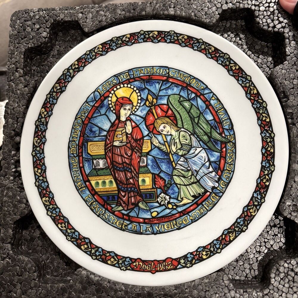 D Arceau Limoges Noel Vitrail L’Annonciation Nativity Christmas Plate 1982